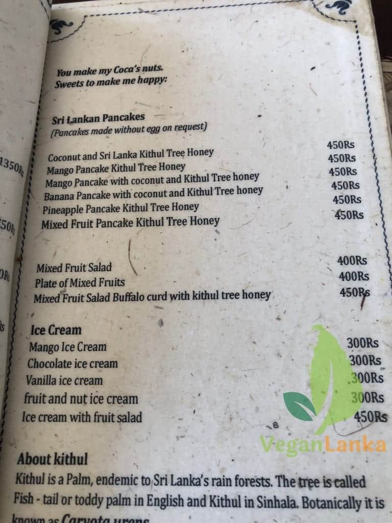 Cafe aroma - vegan options on the menu in hikkaduwa sri lanka