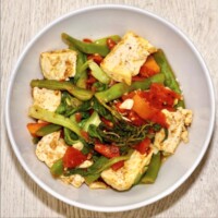 Stir-Fried Tofu with Mushrooms and Leafy Greens