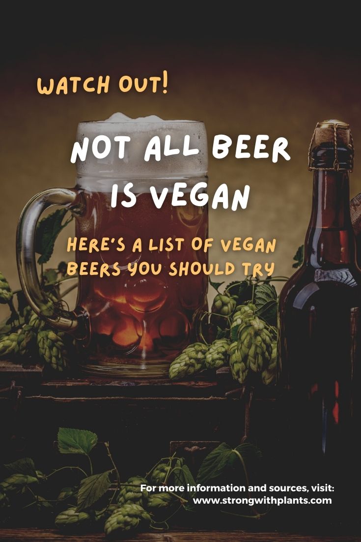 Pinterest image with the words not all beer is vegan.