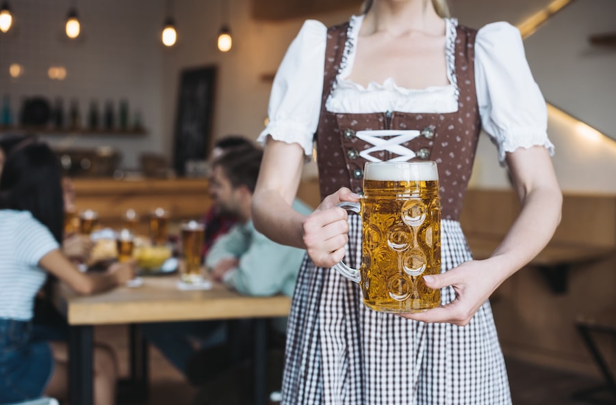 Patial view of waitress in german national costum 2022 06 16 14 53 29 utc